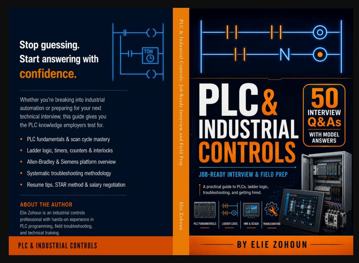 Front, spine and back cover of PLC & Industrial Controls