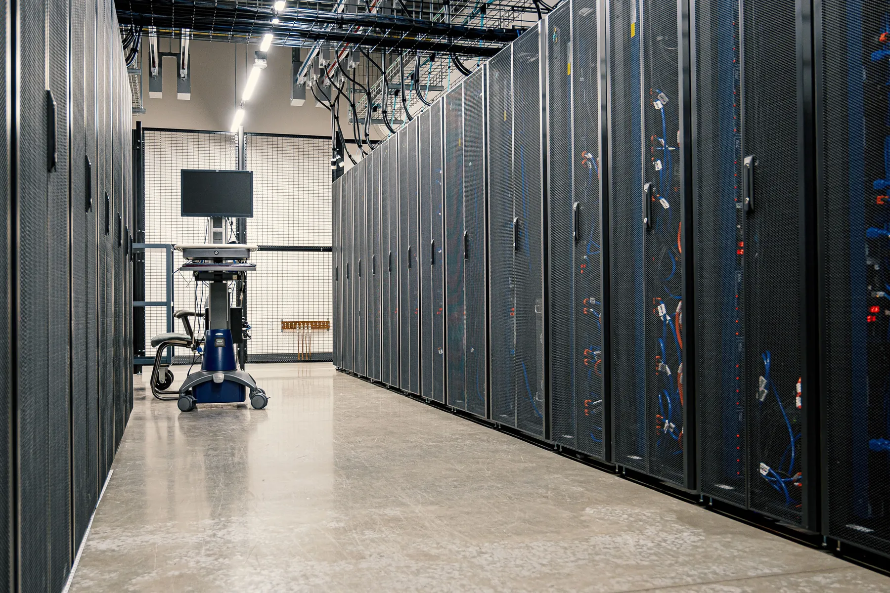 Modern enterprise server racks in a data center
