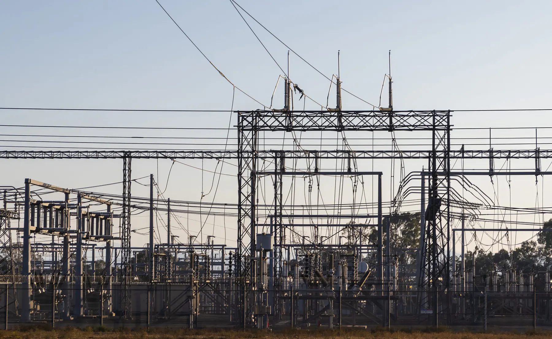 High-voltage electrical substation and utility infrastructure